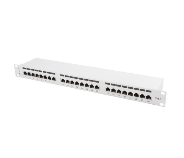 LANBERG Patch Panel 24 Port 1U Kat.6 szary ekranowany PPS6-1024-S - 457382 - zdjęcie 4